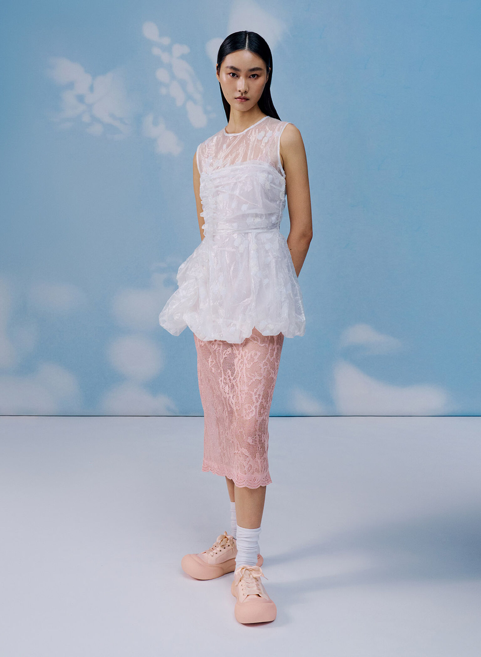 Satin Lace-Up Slip-On Sneakers, Light Pink, hi-res