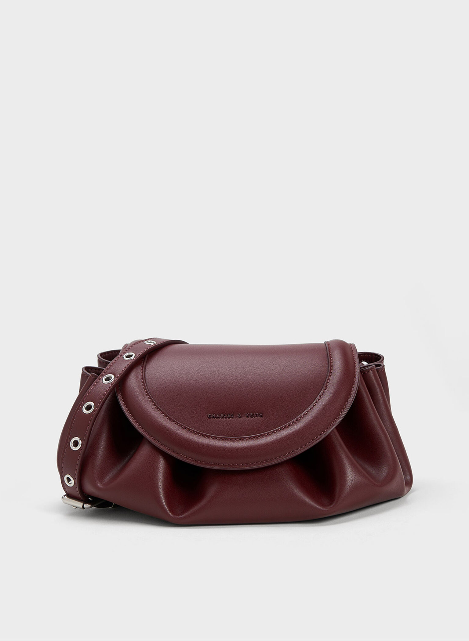 Blossom Curved Flap Crossbody Bag, Dark Chocolate, hi-res