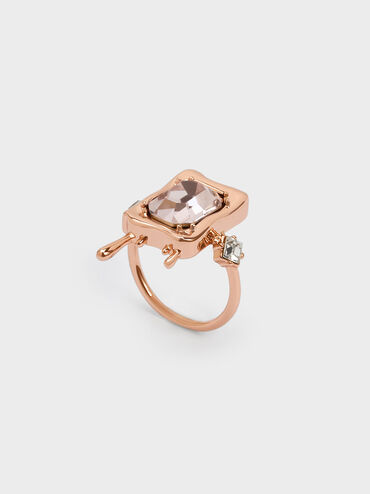 Zira Crystal Sculptural Ring, Rose Gold, hi-res