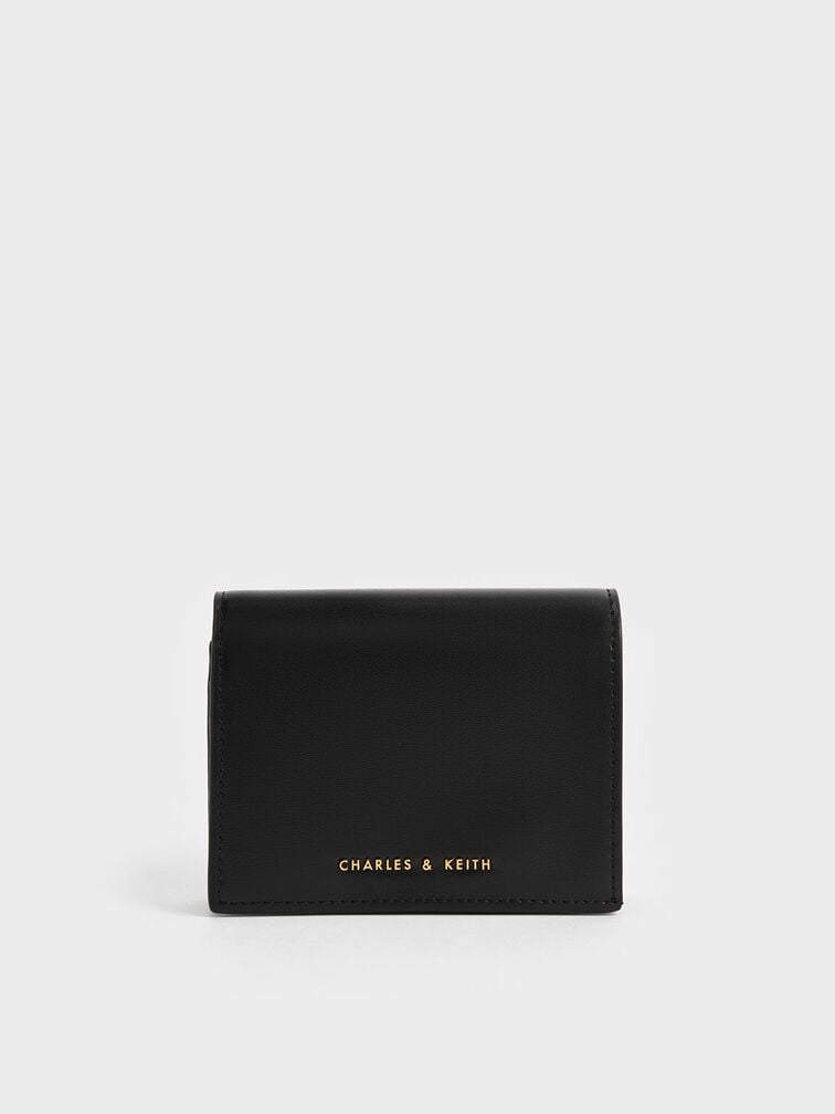 Cassia Snap Button Mini Short Wallet, Black, hi-res