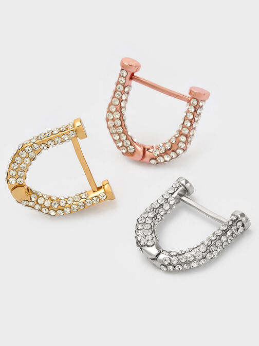 Gabine Swarovski Crystal Huggie Earrings, Rose Gold, hi-res