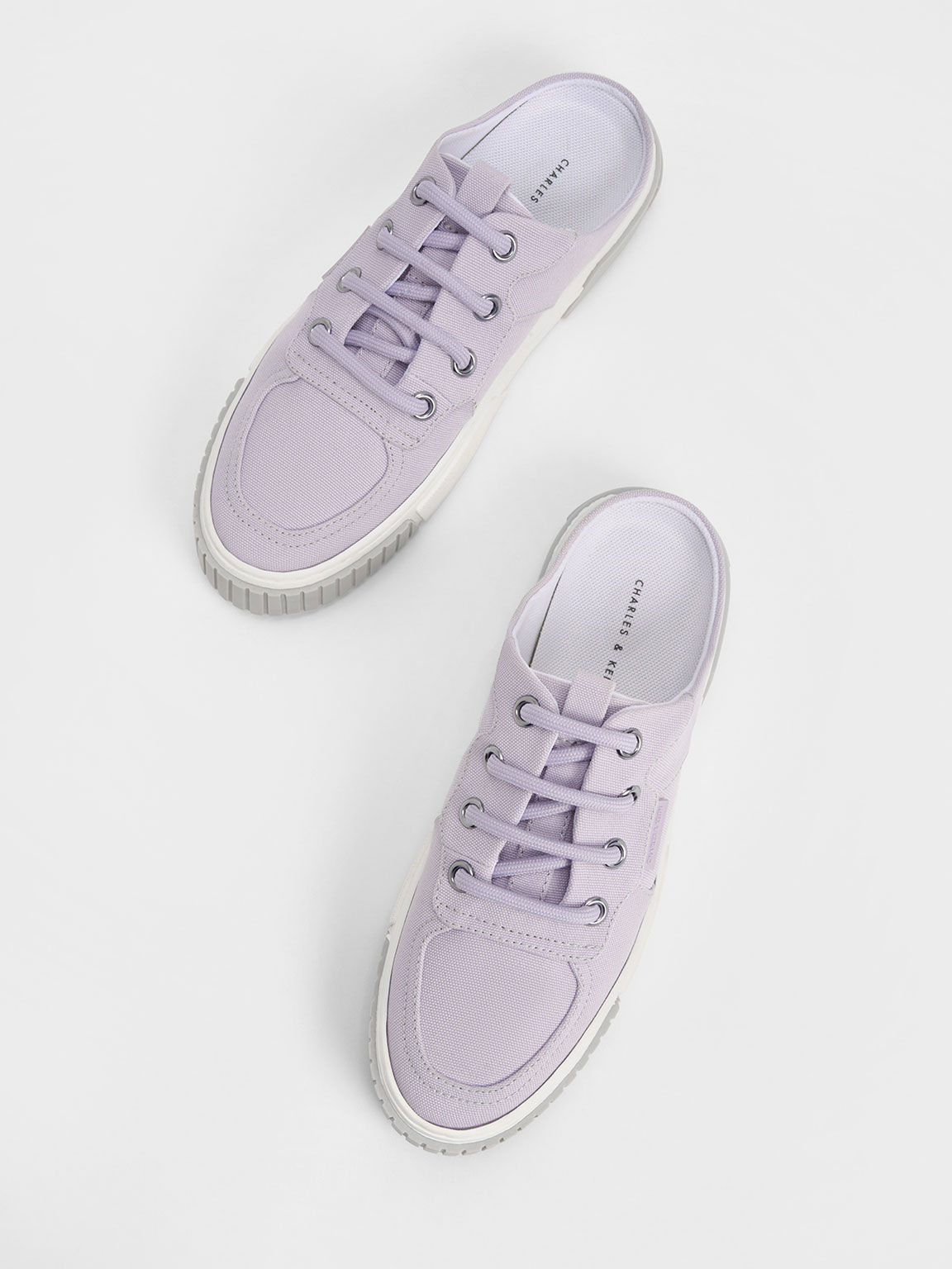 Lilac Canvas Panelled Slip On Sneakers CHARLES KEITH UK