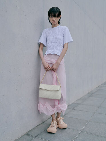 Fawn Panelled Chain-Handle Shoulder Bag, Cream, hi-res