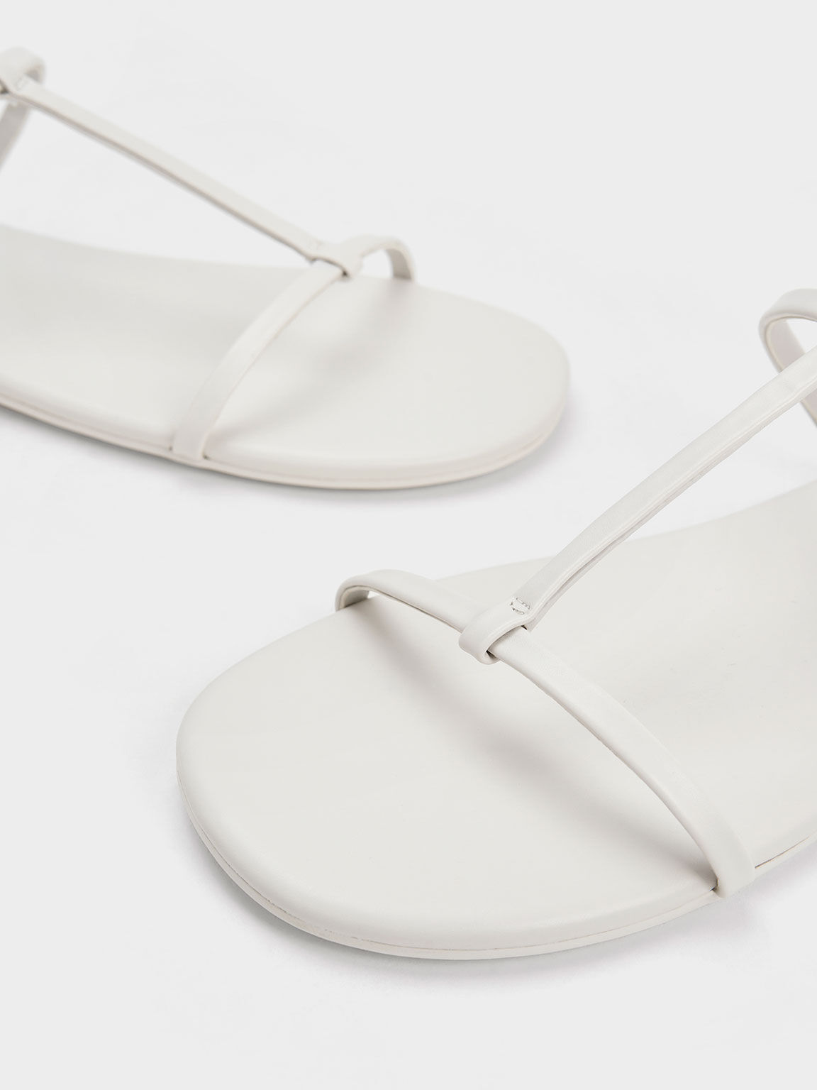 White T-Bar Ankle-Strap Sandals - CHARLES & KEITH UK