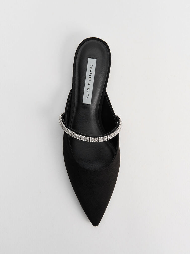 Ambrosia Textured Gem-Embellished Slip-On Flats, Black Textured, hi-res
