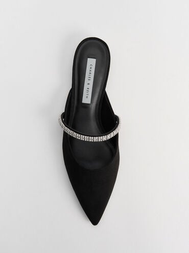 Ambrosia Textured Gem-Embellished Slip-On Flats, Black Textured, hi-res
