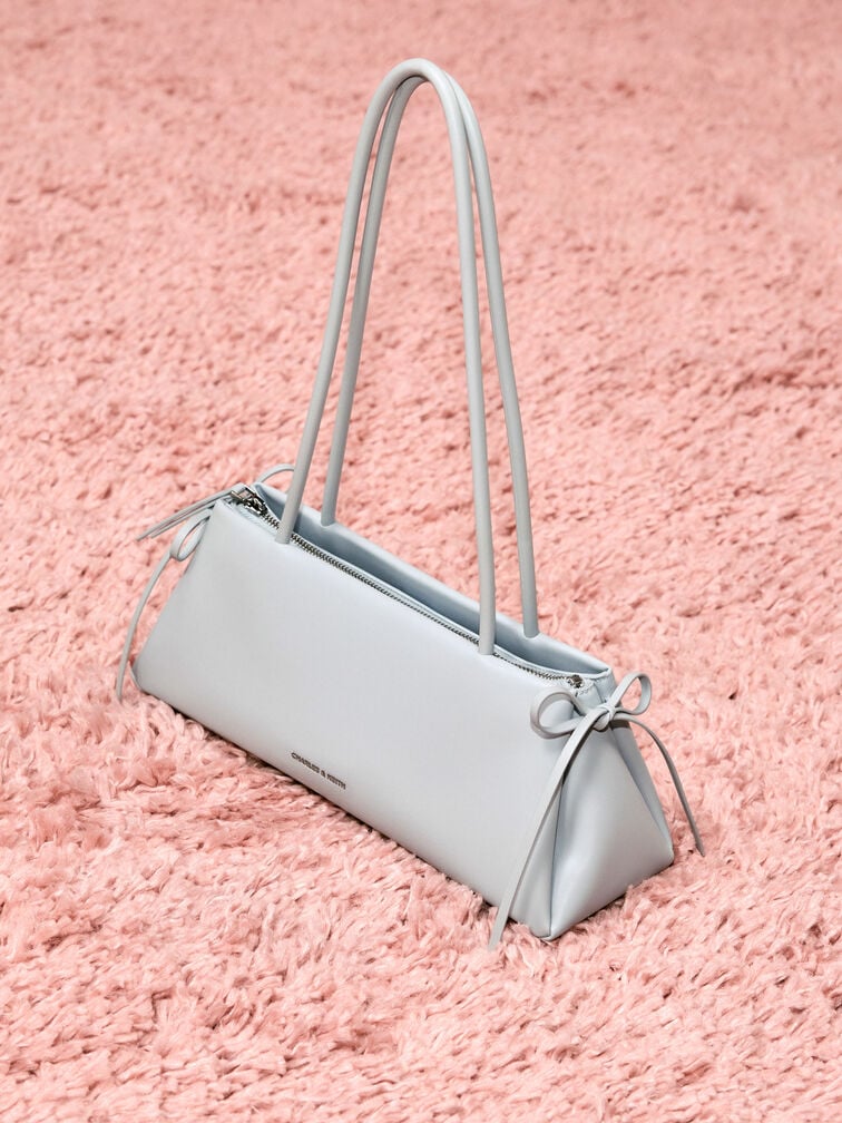 Hazel Bow Elongated Trapeze Shoulder Bag, Sea Salt Blue, hi-res