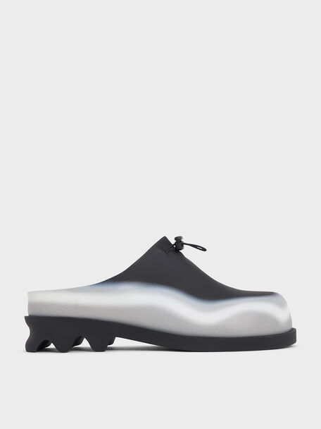 Gradient Wave Slip-On Mules, Black, hi-res