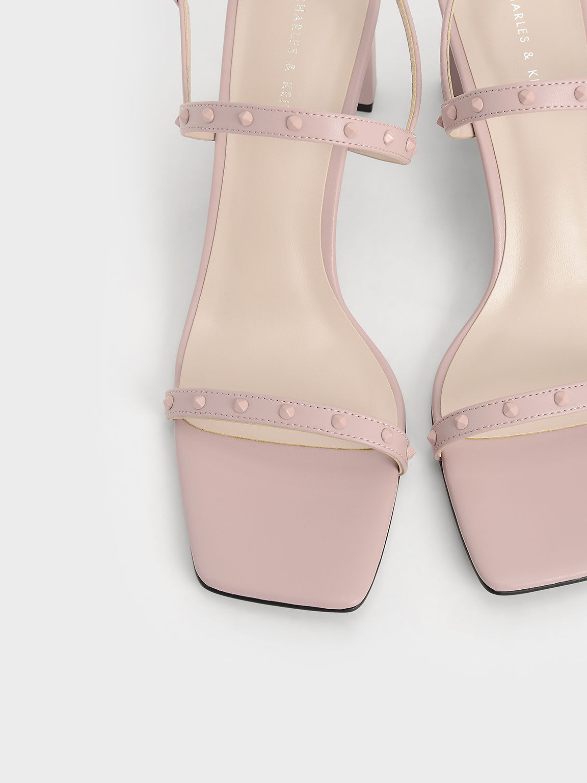 Studded Blade Heel Slingback Sandals, Light Pink, hi-res