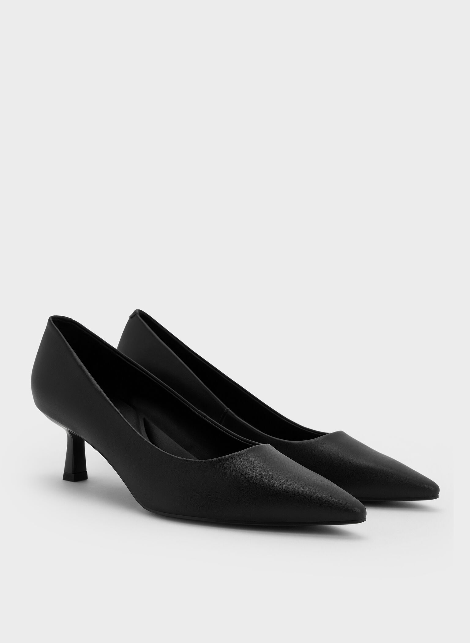 Emmy Pointed Kitten Heel Pumps, Black, hi-res