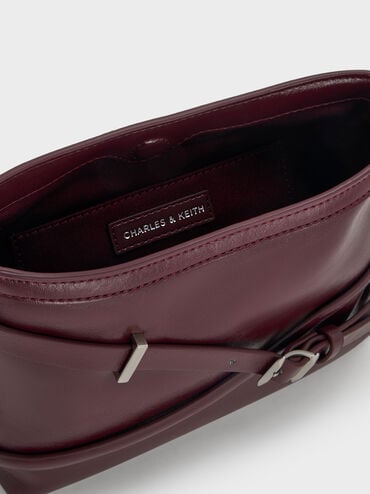 Bryna Buckled-Strap Crossbody Bag, Wineberry Red, hi-res