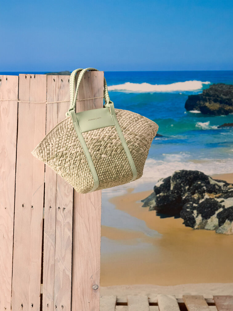 Shalia Raffia Basket Bag, Matcha Green, hi-res