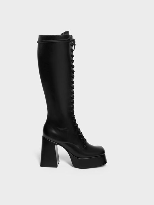 Orla Platform Knee-High Boots, Black, hi-res