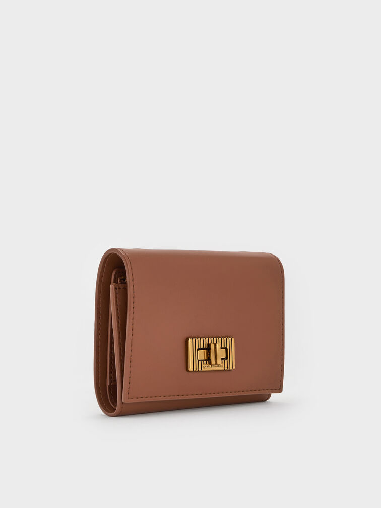 Edna Turn-Lock Knotted-Strap Wallet, Chocolate, hi-res