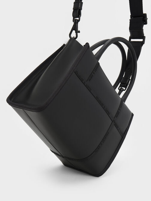 Avenue Contrast-Trim Tote Bag, Black, hi-res
