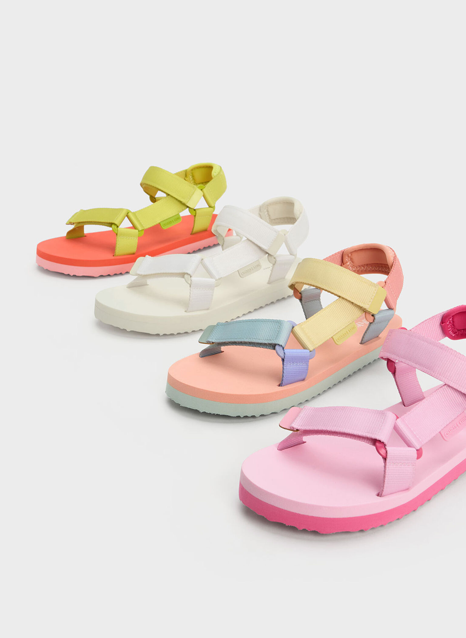Girls' Grosgrain Sporty Sandals, Chalk, hi-res