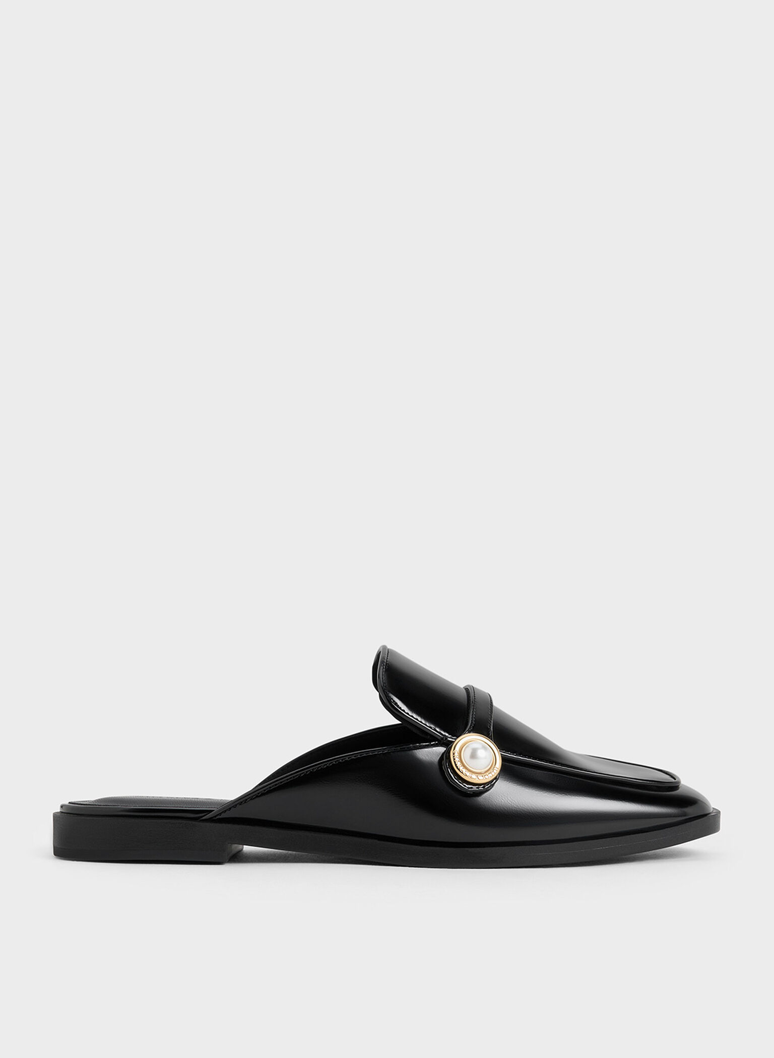 Pearl-Embellished Loafer Mules, Black Box, hi-res