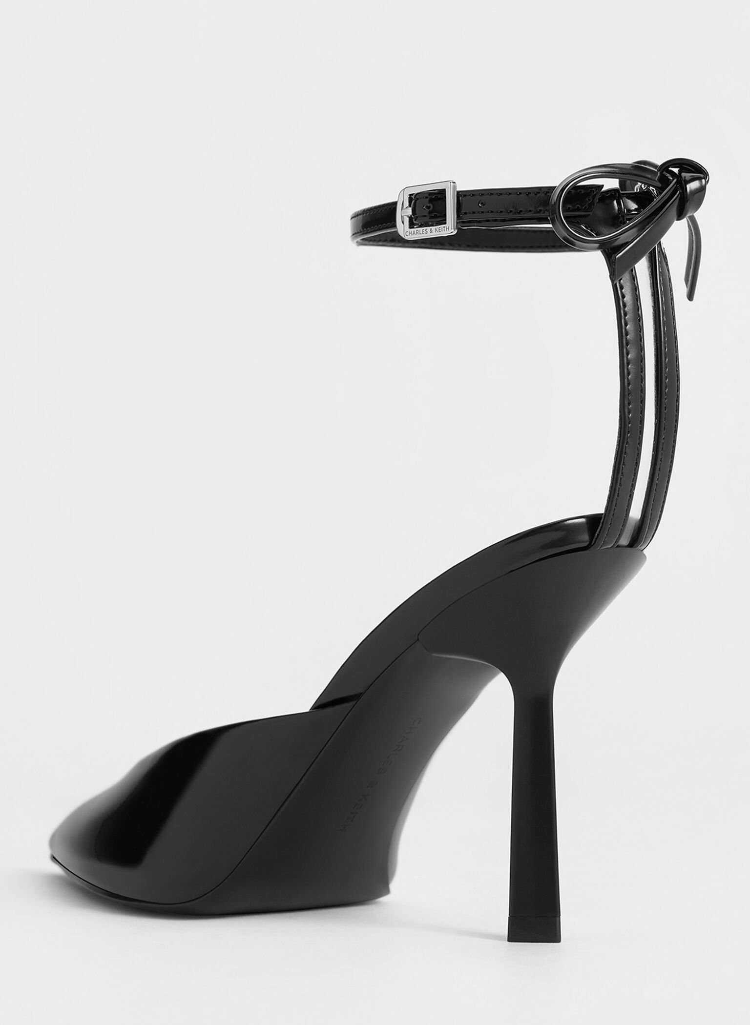 Bow Ankle-Strap Pointed-Toe Stiletto Pumps, Black Box, hi-res