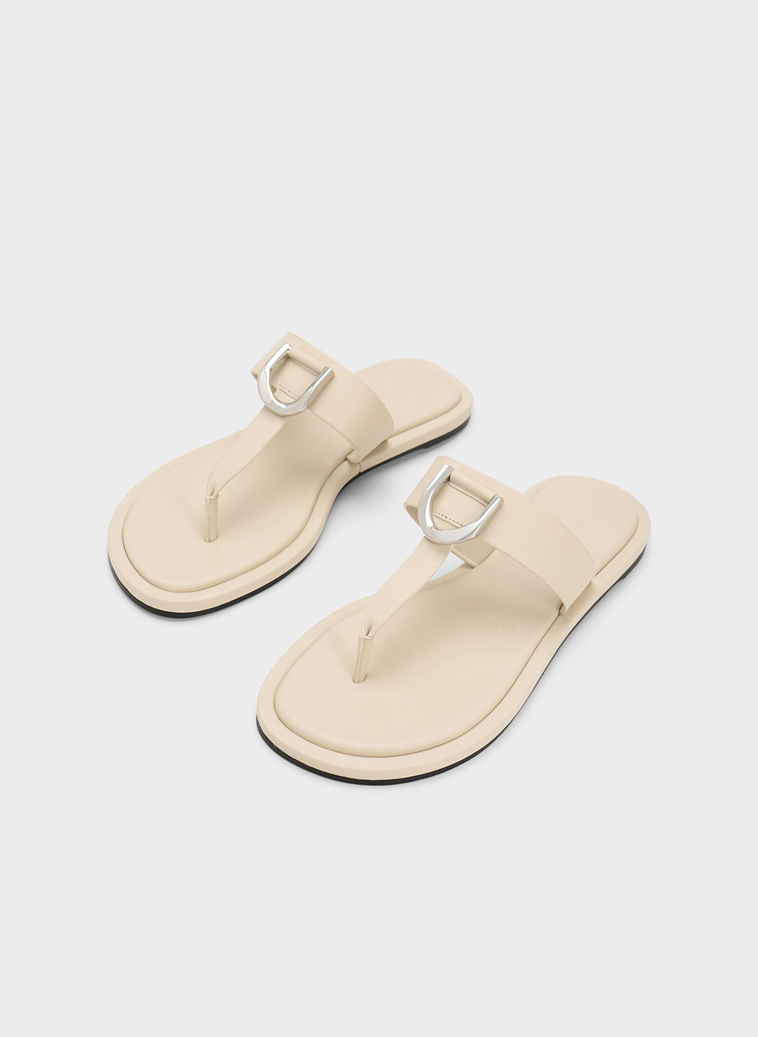 Gabine Leather Thong Sandals, Chalk, hi-res