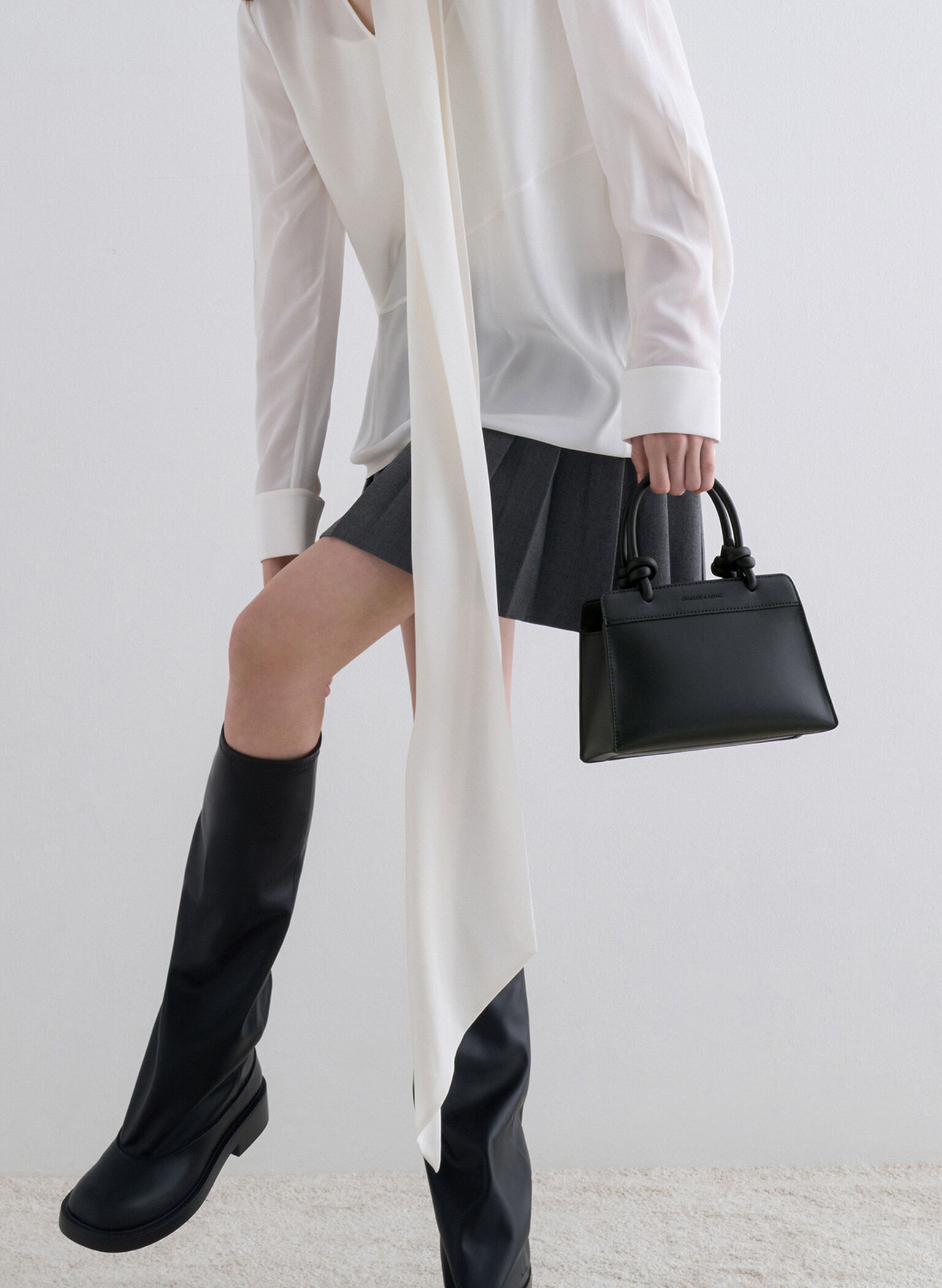 Sabine Knotted-Handle Trapeze Tote Bag, Jet Black, hi-res