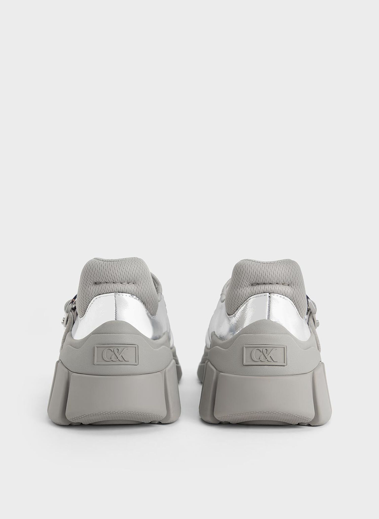 Yunna Metallic Leather & Recycled Fabric Mary Jane Sneakers, Silver, hi-res