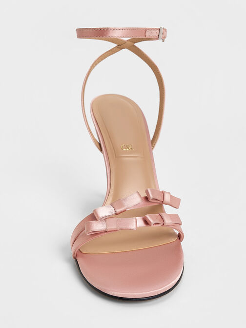 Jessy Recycled Polyester Bow Ankle-Strap Stiletto-Heel Sandals, Pink, hi-res