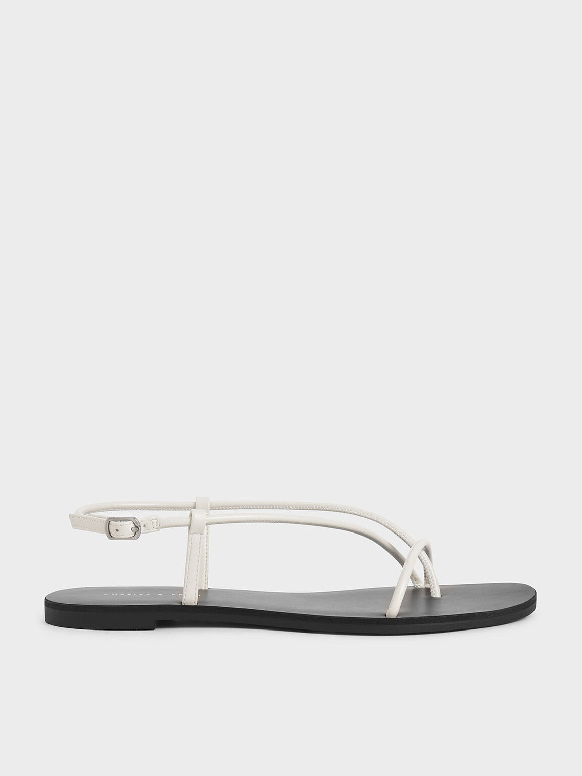 Strappy Thong Sandals, White, hi-res