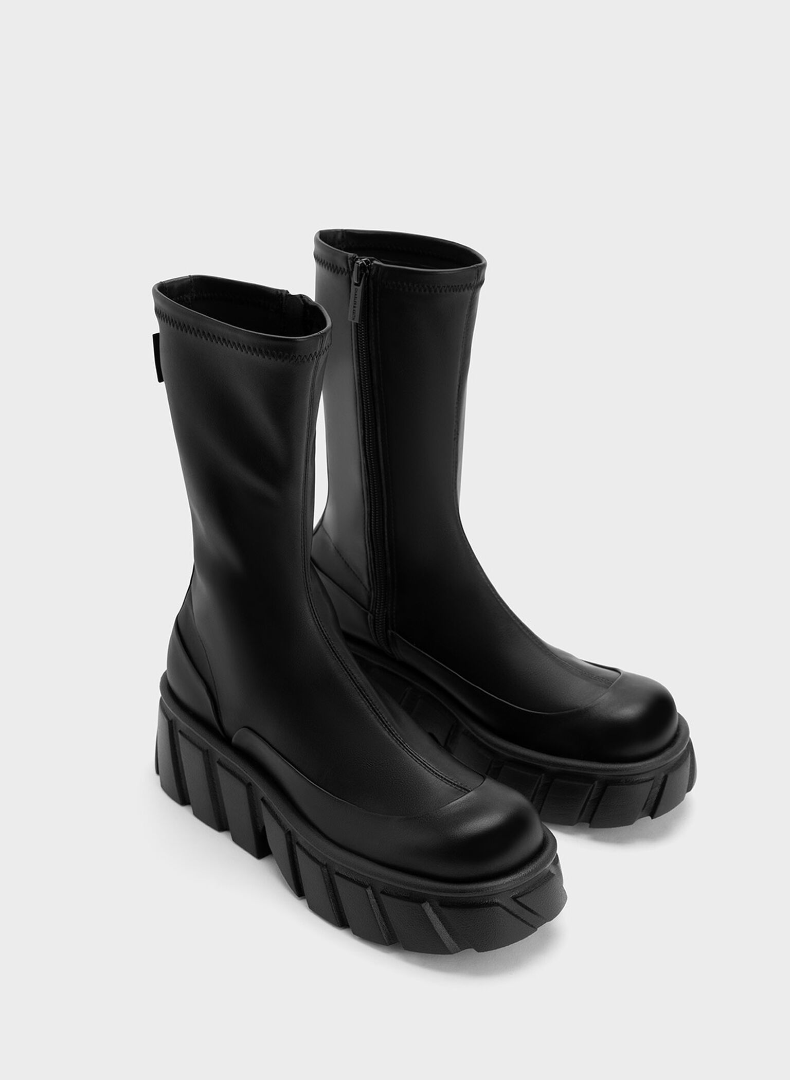 Aberdeen Side-Zip Platform Boots, Black, hi-res