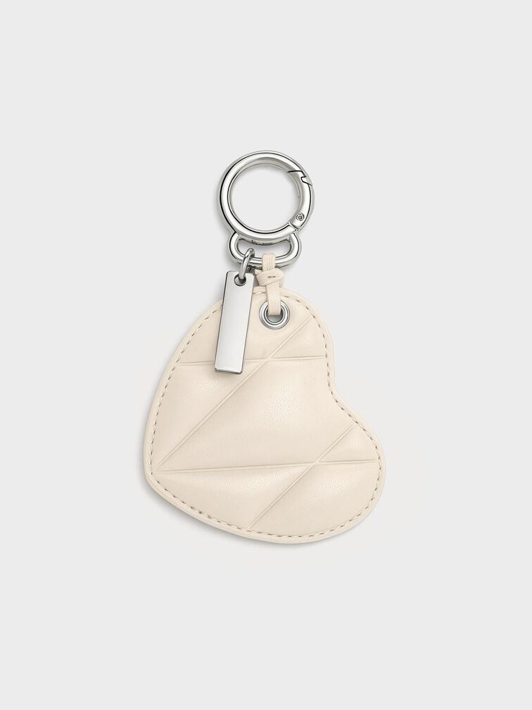 Heart Quilted Mirror Charm, Cream, hi-res