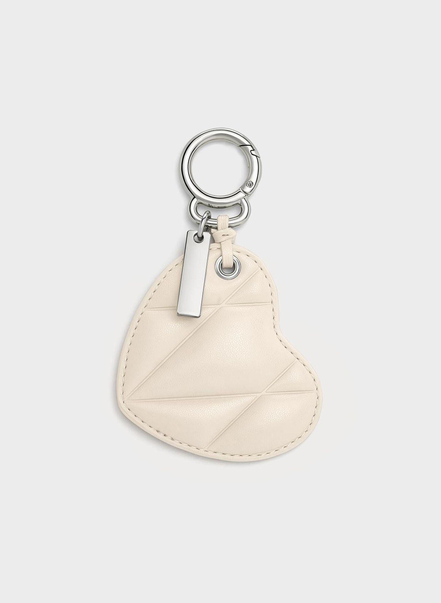Heart Quilted Mirror Charm, Cream, hi-res