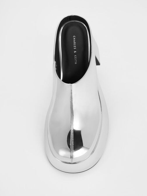 Rubina Metallic Platform Mules, Silver, hi-res