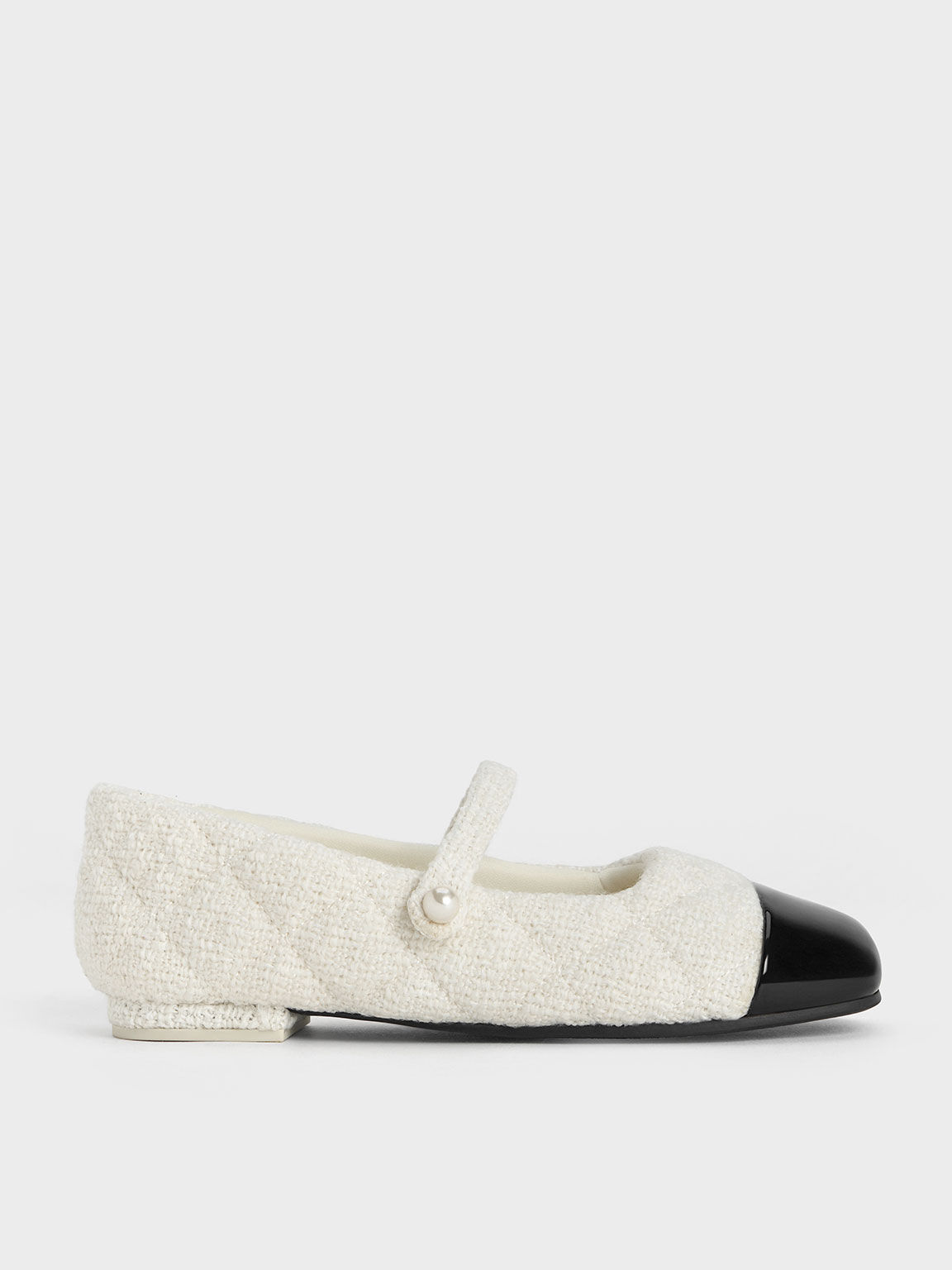 Chalk Girls Quilted Two Tone Mary Jane Flats CHARLES KEITH UK