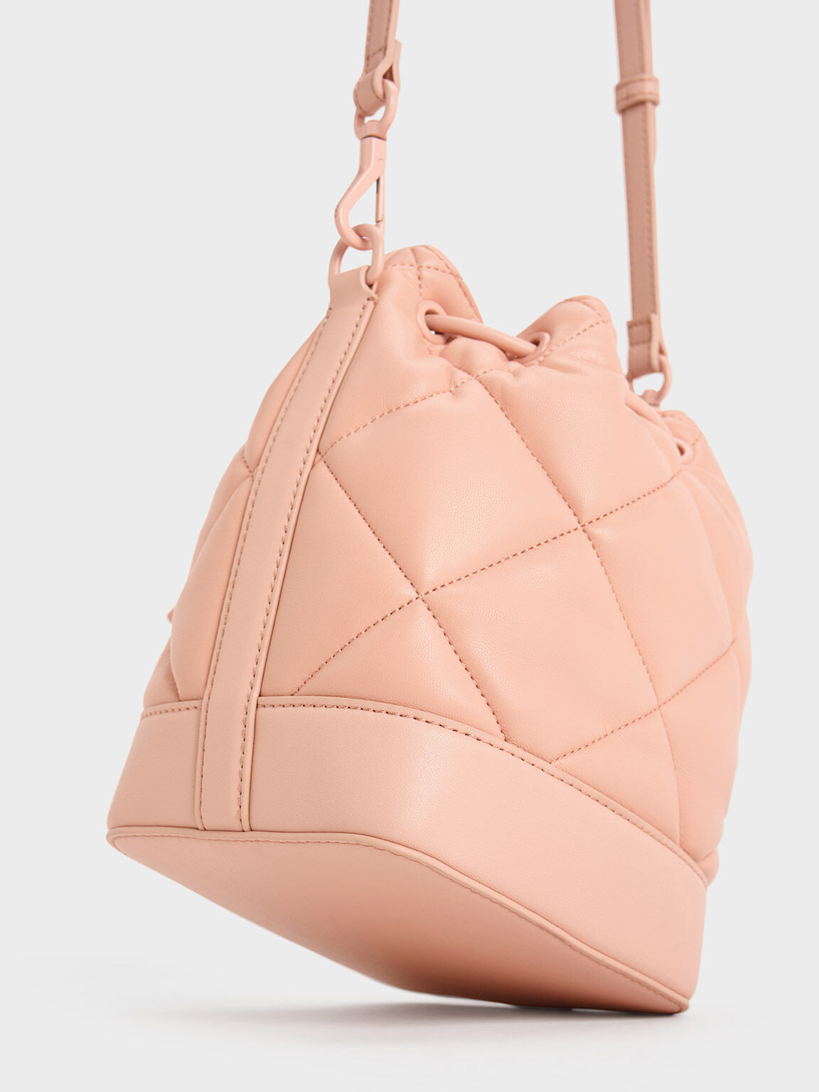 Pink Lin Quilted Bucket Bag CHARLES KEITH UK