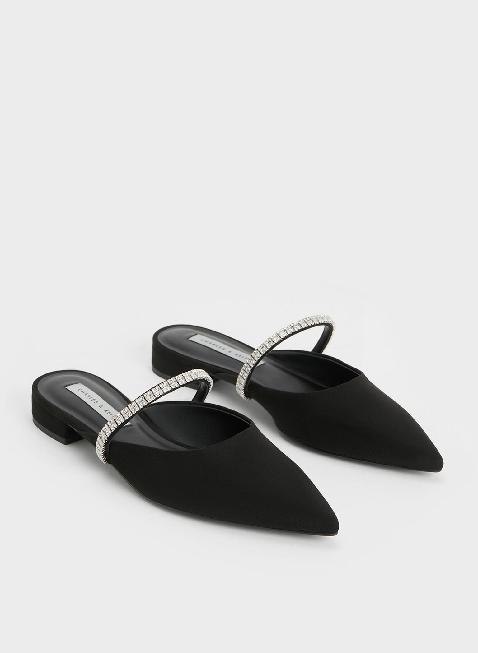Ambrosia Textured Gem-Embellished Slip-On Flats, Black Textured, hi-res