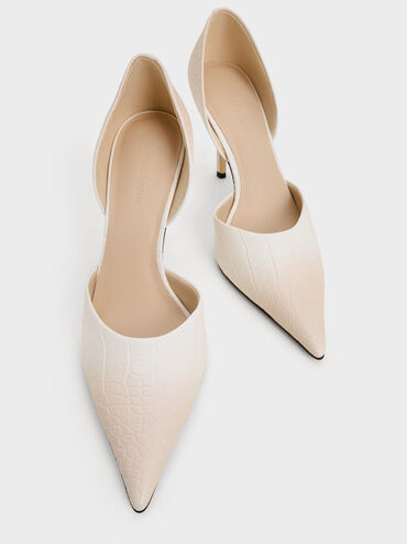 Snake-Print Pointed-Toe D'Orsay Pumps, Animal Print Natural, hi-res