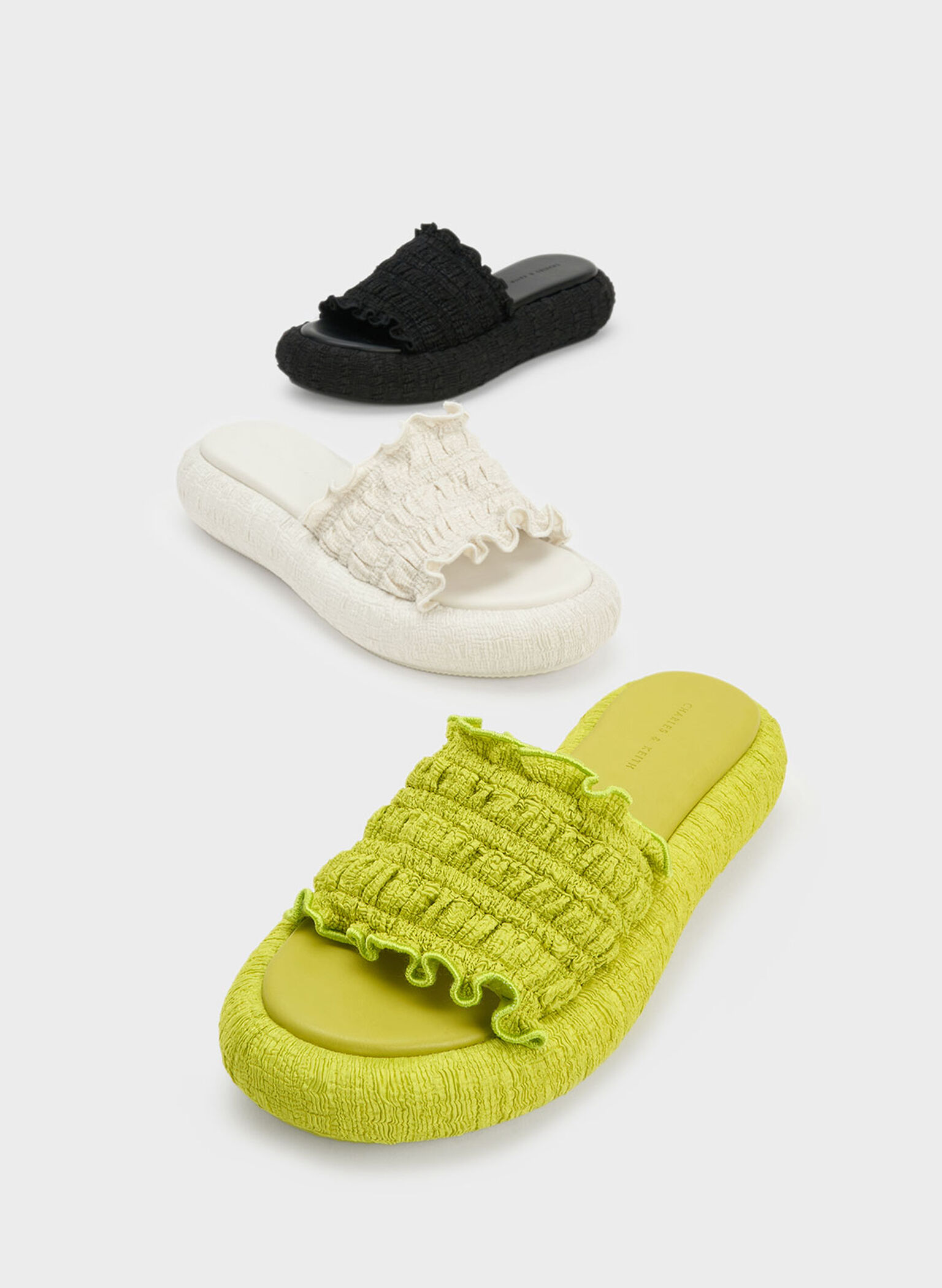 Nuala Ruched Flatforms, Lime, hi-res