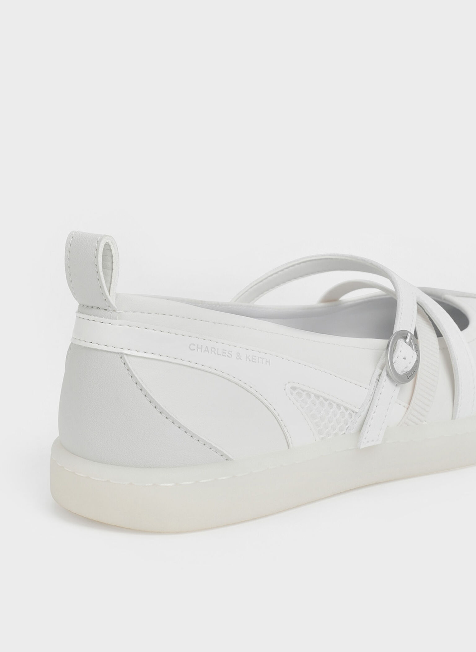 Mesh Two-Tone Ballet Sneakers, White, hi-res