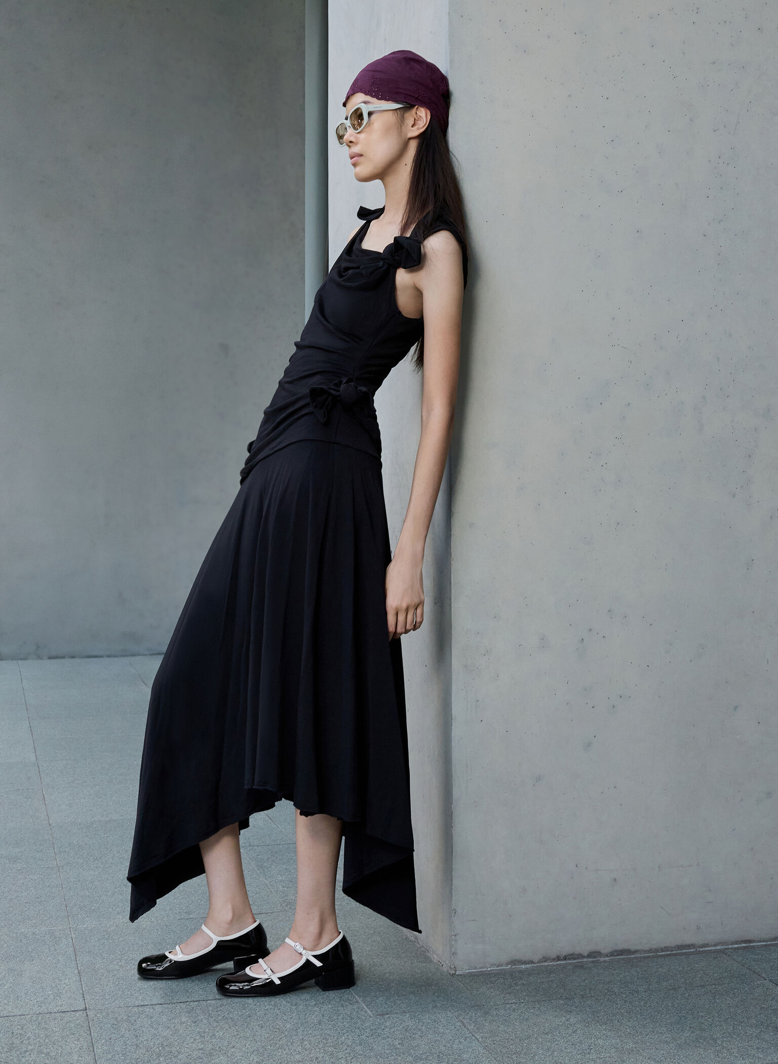 Patent Contrast-Trim Double-Strap Mary Jane Pumps, Black Patent, hi-res