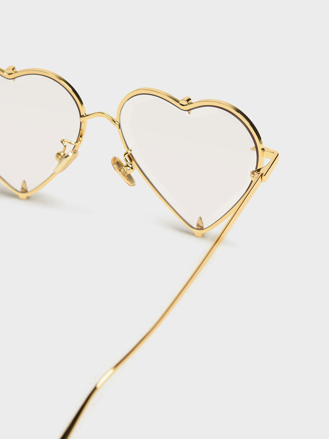 Thin Metal Frame Heart-Shaped Sunglasses, White, hi-res