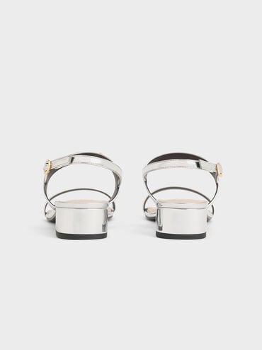 Trifina Metallic-Accent Slingback Sandals, Silver, hi-res