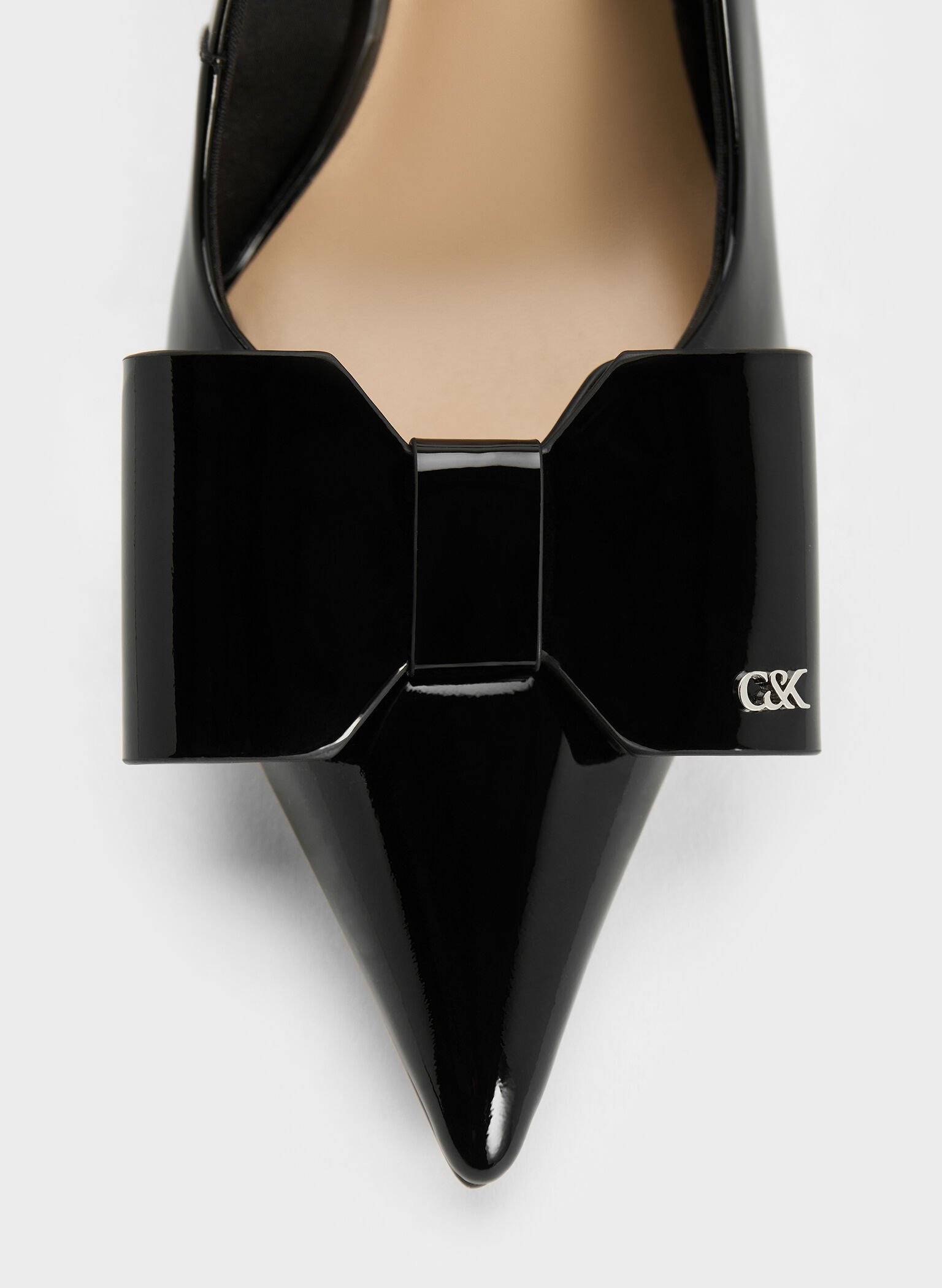 Lu Patent Leather Bow Blade-Heel Slingback Pumps, Black Patent, hi-res