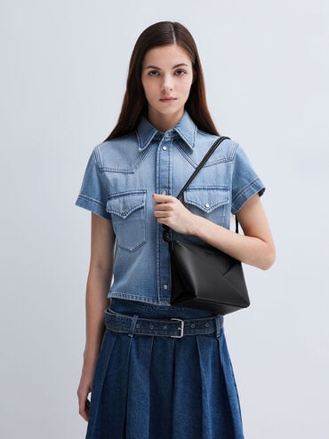 Midori Geometric Crossbody Bag, Noir, hi-res