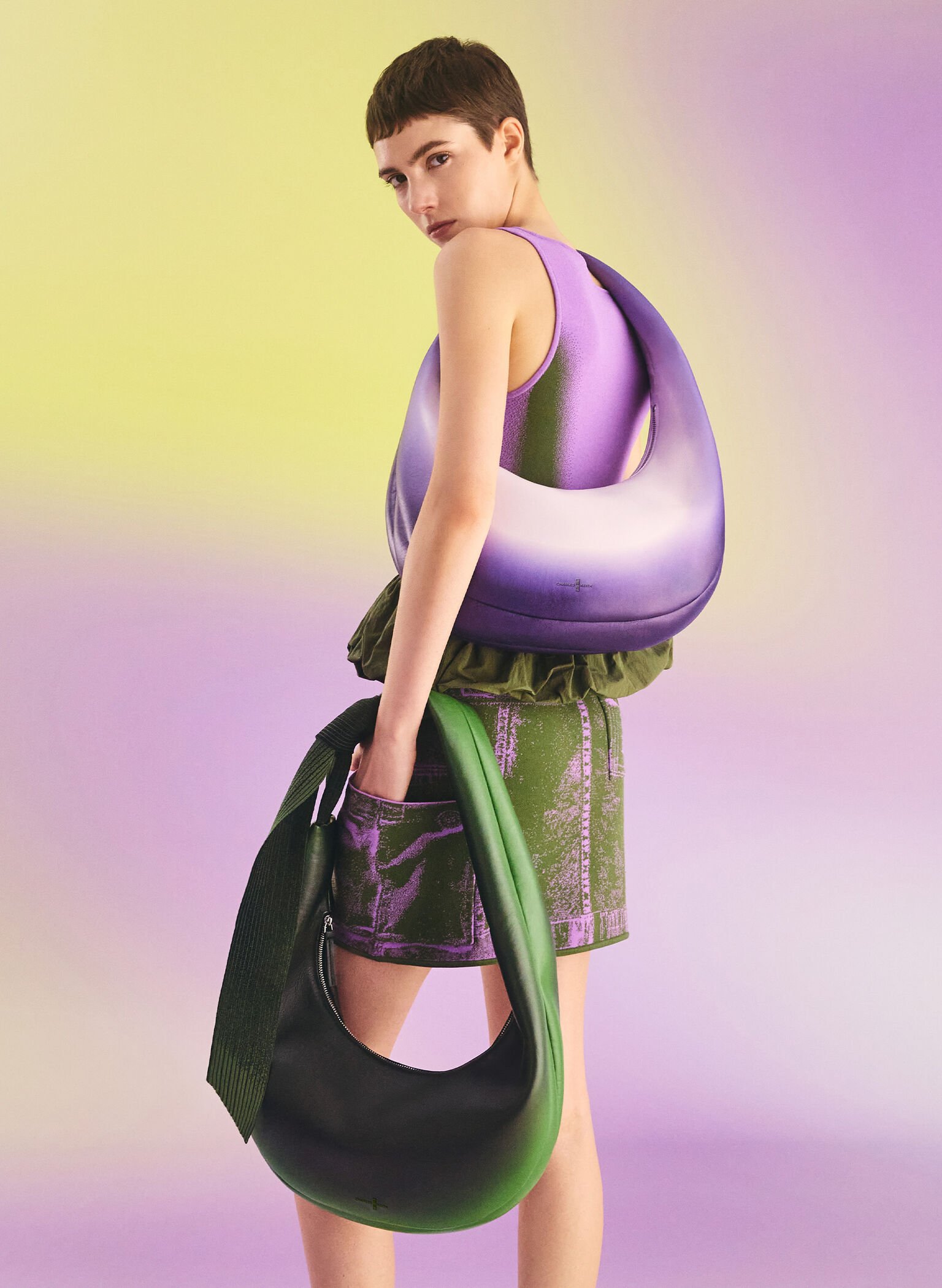 Toni Gradient Knotted Crescent Hobo Bag, Purple, hi-res