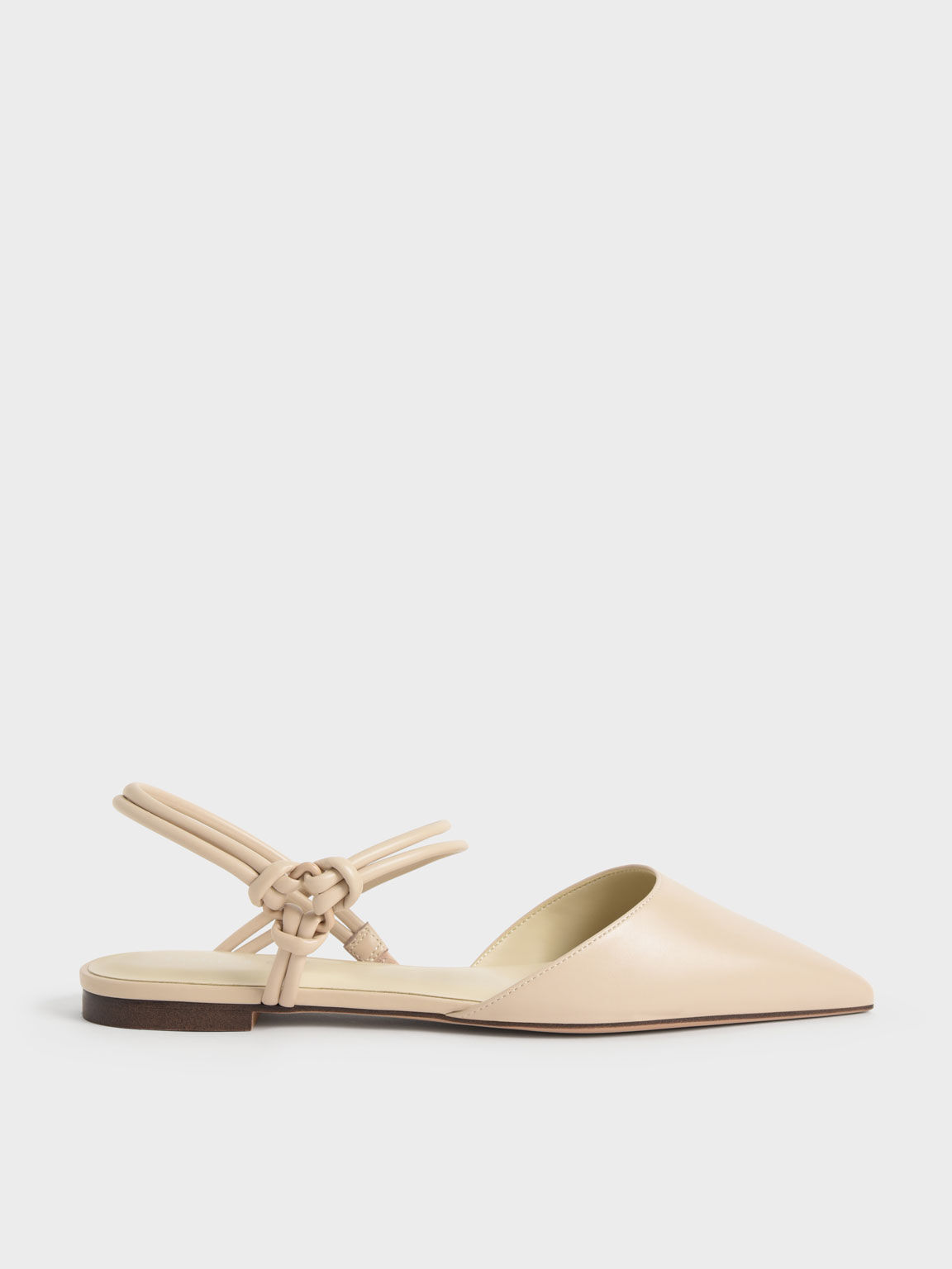 Knotted Ankle-Strap Ballerina Flats, Chalk, hi-res