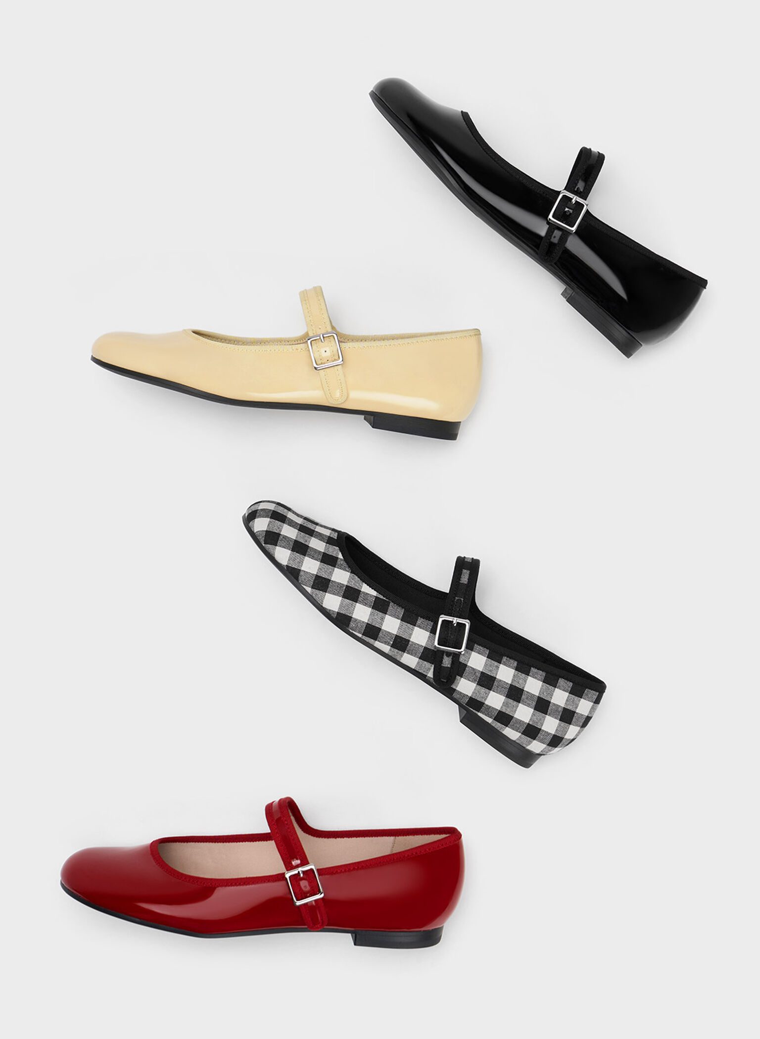 Carmel Patent Buckled Mary Jane Flats, Red, hi-res
