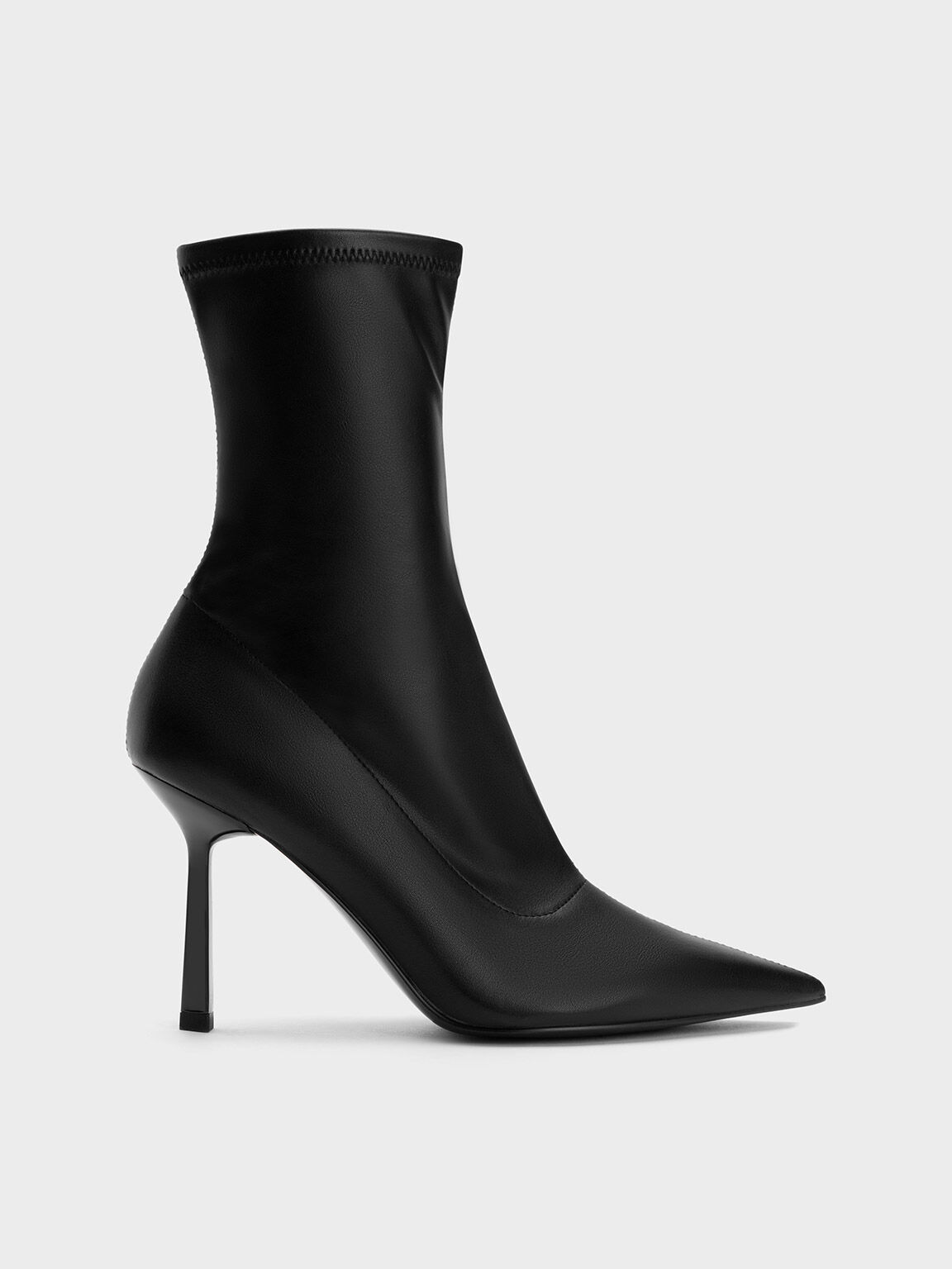 Leather stiletto top ankle boots