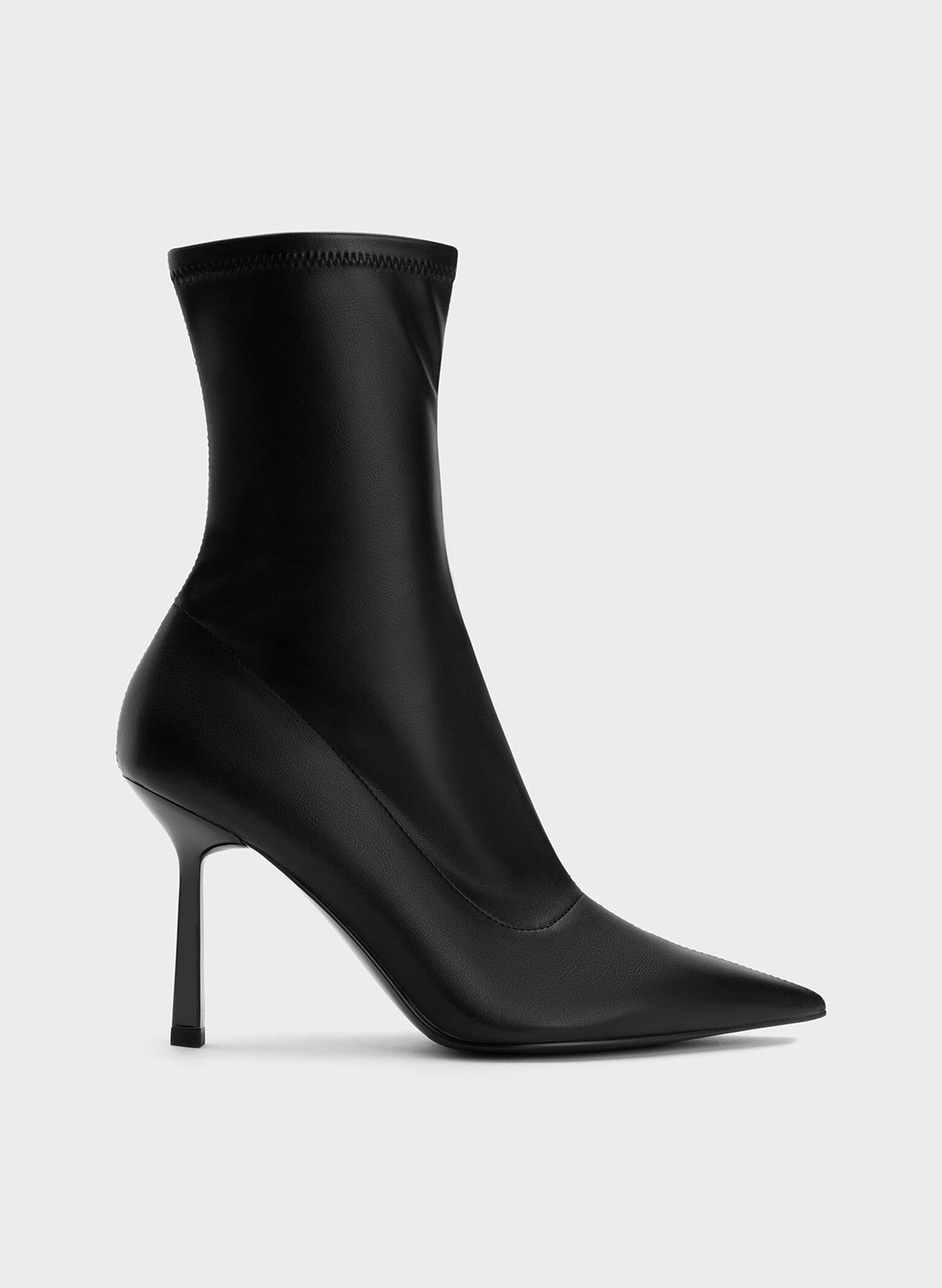 Pointed-Toe Stiletto Heel Ankle Boots, Black, hi-res