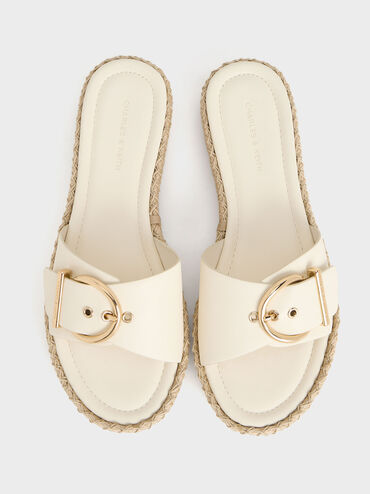 Buckled Espadrille Sandals, Cream, hi-res