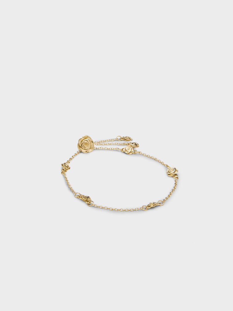 Rosalind Flower-Motif Bracelet, Brush Gold, hi-res