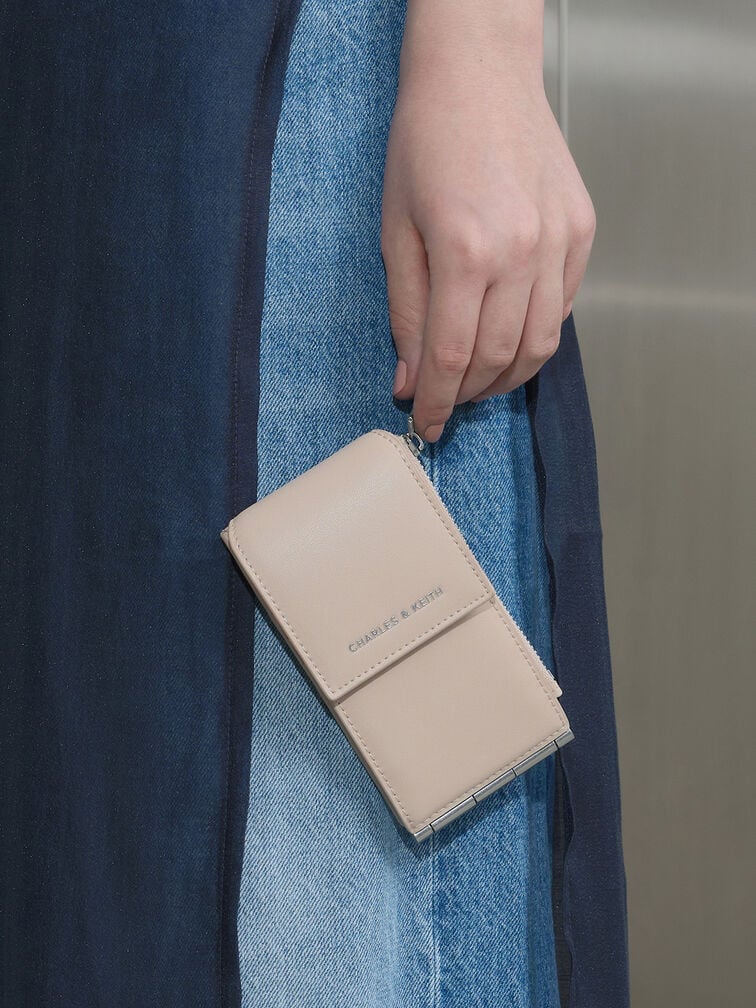 Calla Bi-Fold Side-Zip Card Holder, Oat, hi-res